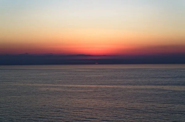Últimos Rayos Sol Sobre Mar Tirreno Puesta Sol — Foto de Stock