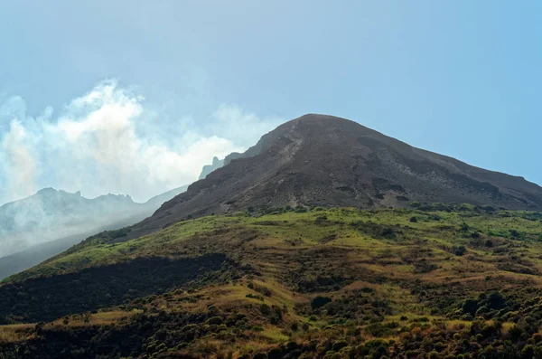 Fumée Sur Vulcano Stromboli Île Italie — Photo