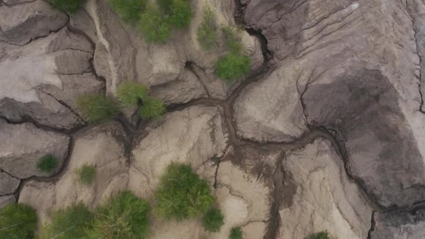 Former Coal Quarry Martian Landscape Crevices Sandy Mountains — Stock Video