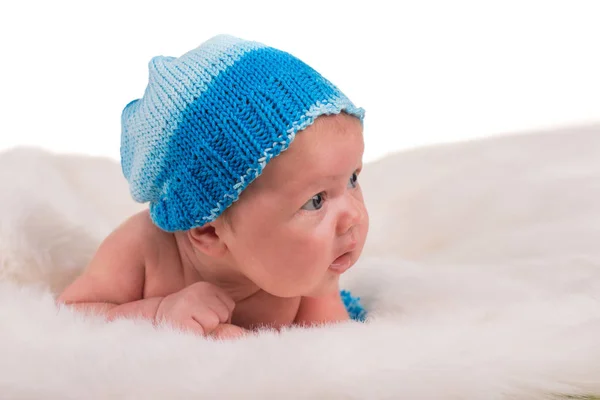 Criança Infantil Bebê Menina Criança Rastejando Feliz Olhando Linha Reta — Fotografia de Stock