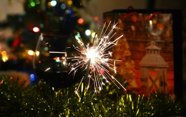 Tomtebloss Christmas Holiday Färgglada Mörk Bakgrund — Stockfoto