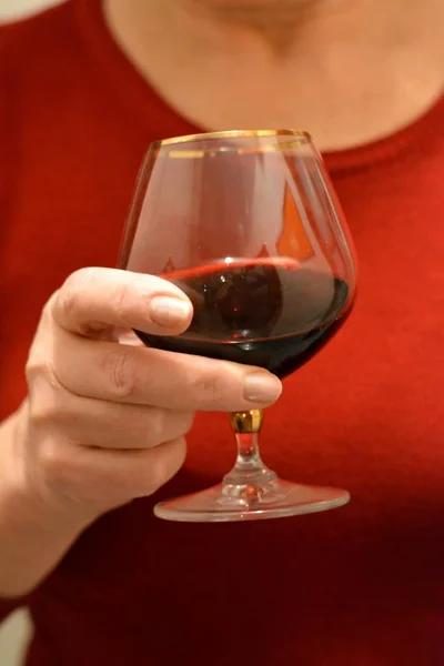 Wine Glass Female Hand Drink — Stock Photo, Image