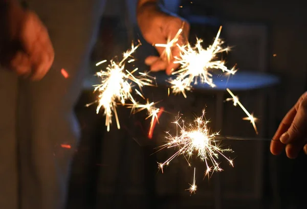 Noël Scintillement Dans Les Mains Fond Vacances — Photo