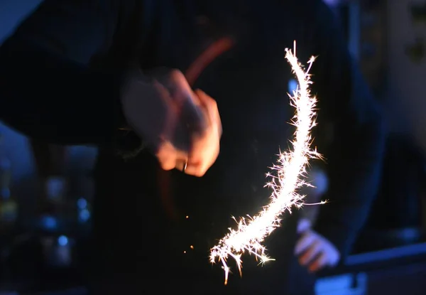 Brillo Navidad Fondo Oscuro Mano — Foto de Stock