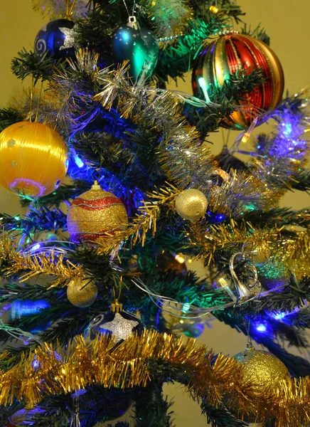 Natale Arredamento Capodanno Uno Sfondo Albero Natale — Foto Stock