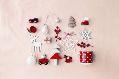 Vintage renkli pastel arka plan christmas dekoratif süsler