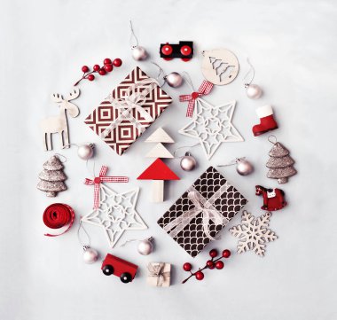 Vintage tarzı pastel arka plan christmas dekoratif süsler