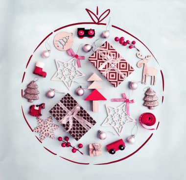 Vintage renkli pastel arka plan christmas dekoratif süsler