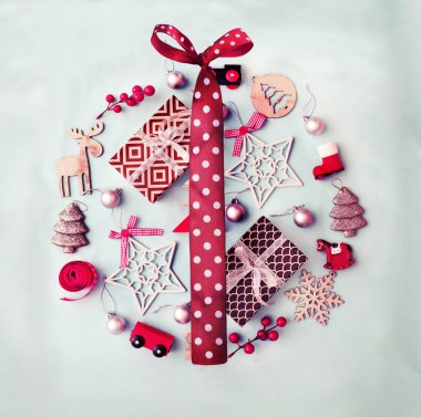 Vintage tarzı pastel arka plan christmas dekoratif süsler