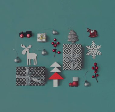 Vintage renkli pastel arka plan christmas dekoratif süsler