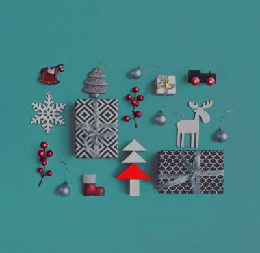 Vintage tarzı pastel arka plan christmas dekoratif süsler