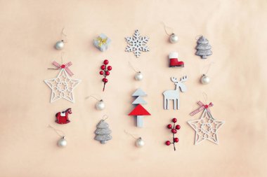 Vintage tarzı pastel arka plan christmas dekoratif süsler