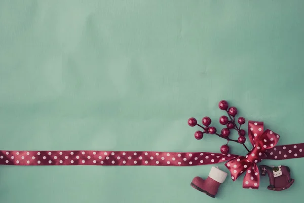 Fond Vacances Avec Des Décorations Noël Des Baies Rouges — Photo