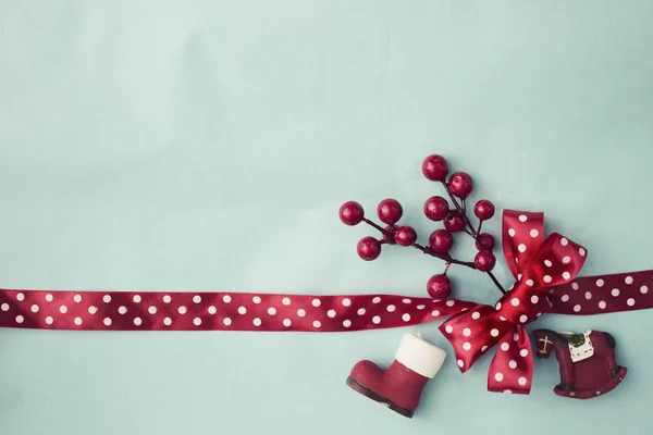 Holiday Background Christmas Decorations Red Berries — Stock Photo, Image