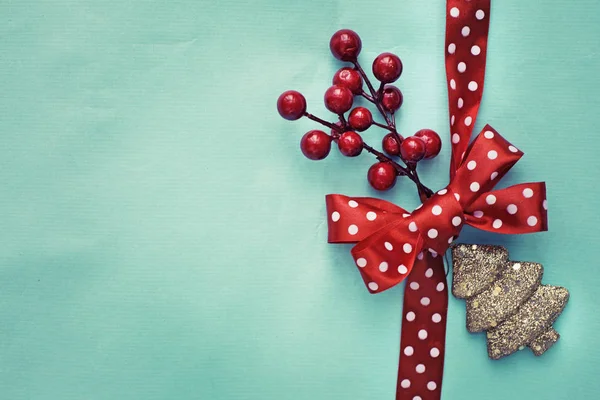 Fond Vacances Avec Des Décorations Noël Des Baies Rouges — Photo