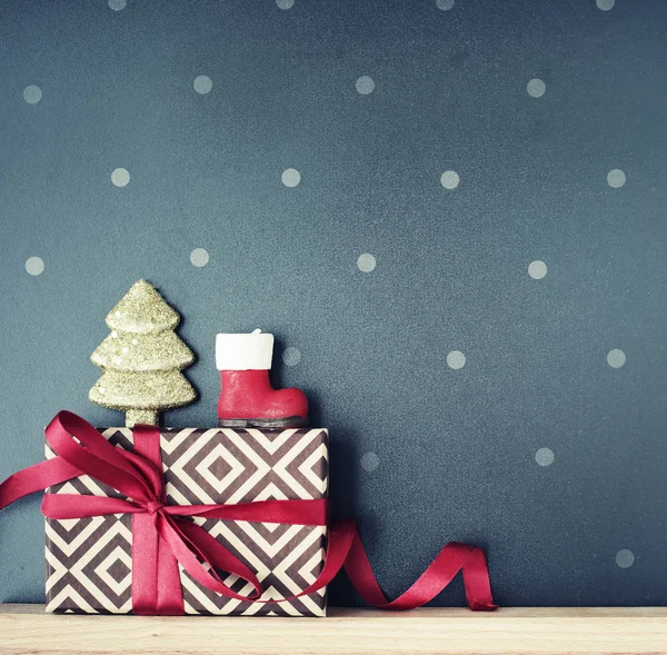 Closeup View Christmas Vintage Decorations Wooden Shelf — Stock Photo, Image