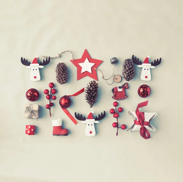 Pohled Shora Vtipné Vánoce Jelen Sváteční Dekorace — Stock fotografie