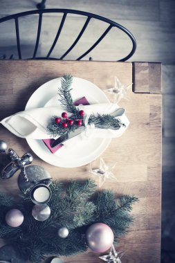 tatil dekorasyon ile yükseltilmiş görünüm Noel hizmet tablosu 