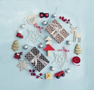 Vintage renkli pastel arka plan christmas dekoratif süsler