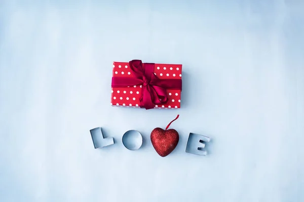 Hou Van Woord Gift Box Voor Valentijnsdag Concept Achtergrond — Stockfoto