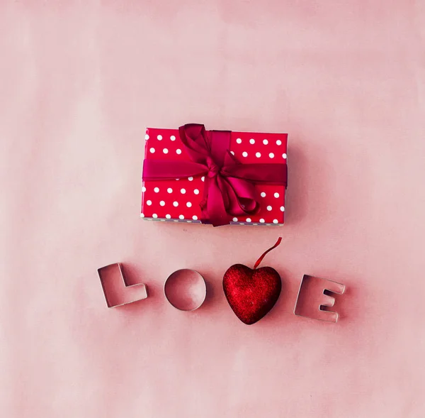 Love Word Gift Box Valentines Day Concept Background — Stock Photo, Image