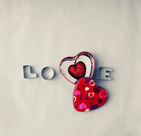 Love Word Gift Box Valentines Day Concept Background — Stock Photo, Image