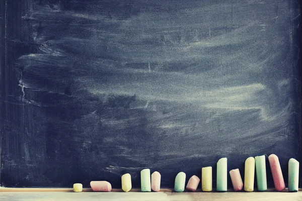 closeup view of empty chalkboard in classroom with copy space