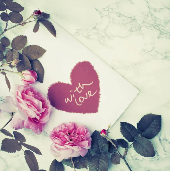 Rose Belles Roses Carte Romantique Fond Saint Valentin — Photo