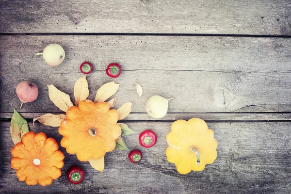 Vue Dessus Des Légumes Automne Sur Table Bois — Photo