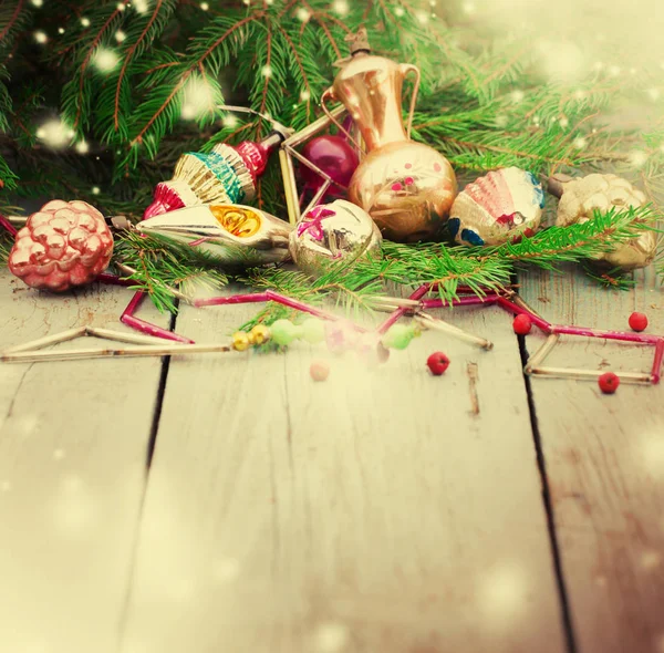 Vista Cerca Las Decoraciones Navidad Estilo Vintage —  Fotos de Stock