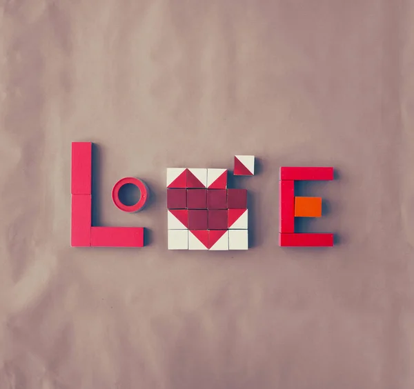 Top View Blocks Forming Heart Valentines Day Concept Background — Stock Photo, Image