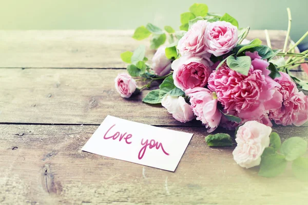 Closeup View Beautiful Bouquet Flowers Greeting Card — Stock Photo, Image