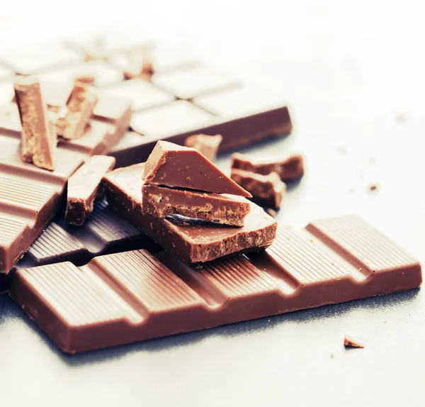 Vista Primer Plano Barras Chocolate Sobre Fondo Rústico —  Fotos de Stock