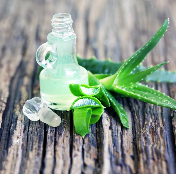 Aloe Juice Glass Jar Wooden Table — Stock Photo, Image