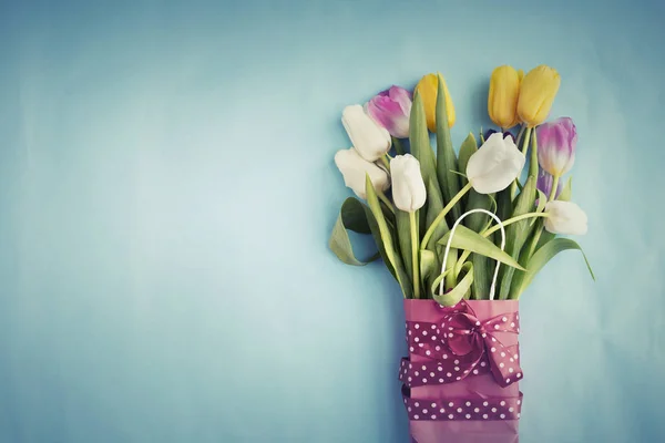 Вид Букет Цветов Тюльпана Весну Пасху — стоковое фото