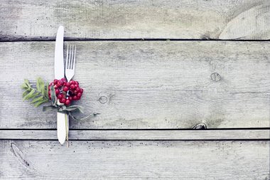 Şükran günü sofra ahşap arka plan üzerinde