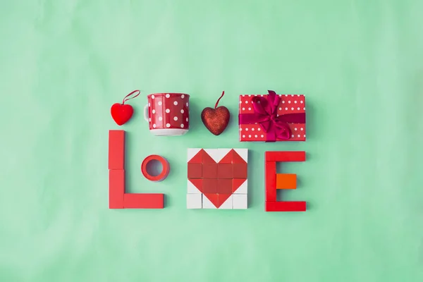 Valentijn Concept Achtergrond Met Feestelijke Decoraties — Stockfoto