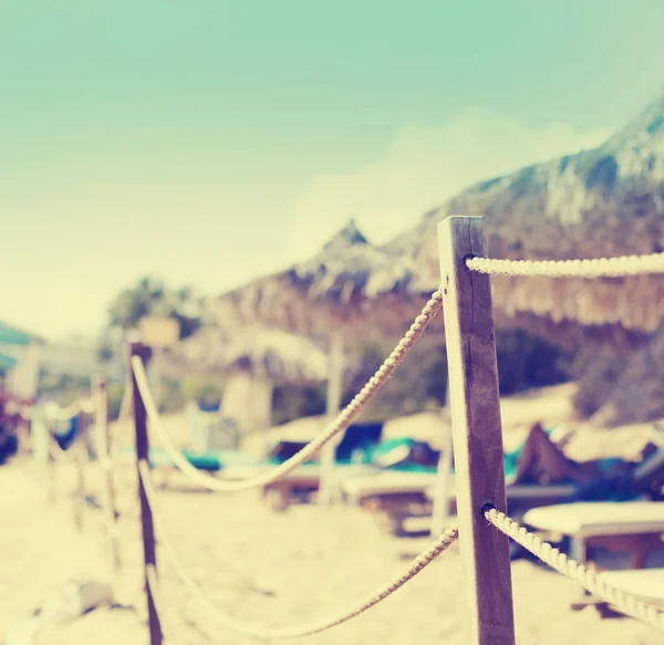 Vista Panorámica Sombrillas Palma Playa — Foto de Stock