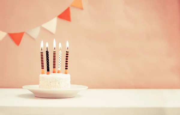 Birthday Cake Candles Vintage Style Copy Space — Stock Photo, Image