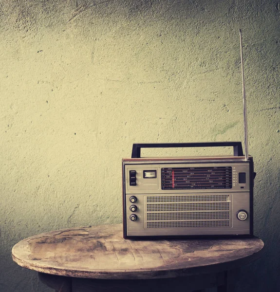 Retro radio player with buttons and antenna