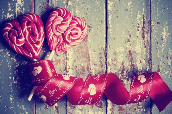 情人节心形糖果的特写镜头视图 — 图库照片
