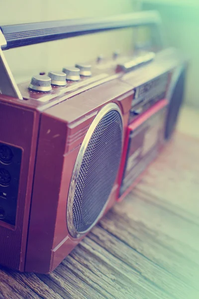 Vista Primer Plano Del Tocadiscos Vintage Para Casetes — Foto de Stock