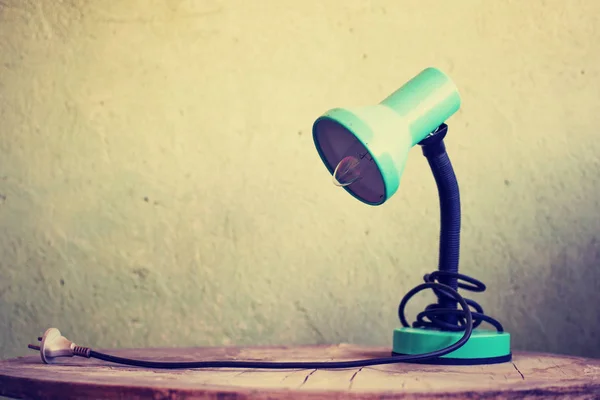 Closeup View Vintage Electric Lamp Wooden Table — Stock Photo, Image