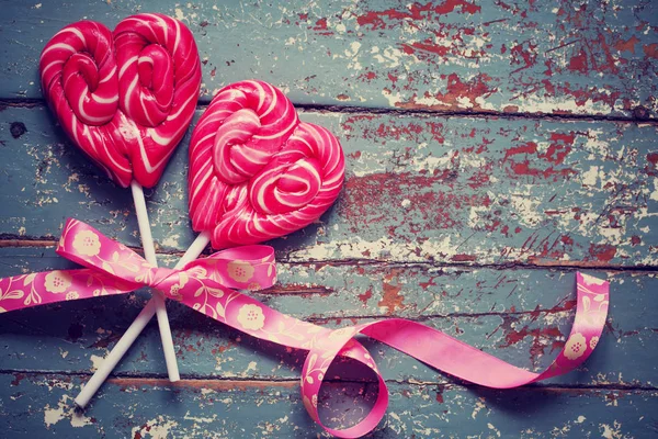 Vue Rapprochée Des Bonbons Forme Coeur Pour Saint Valentin — Photo