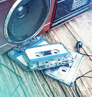 vintage plak çalar kaset için görünümünü portre 