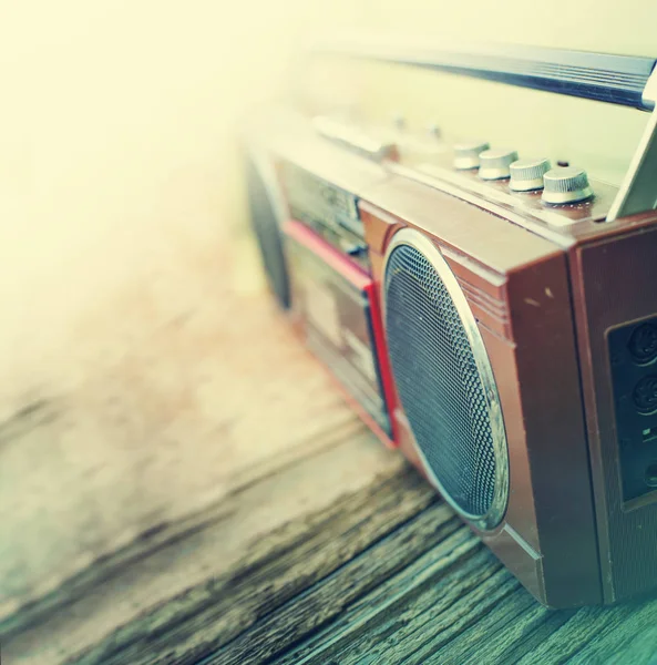 Vista Primer Plano Del Tocadiscos Vintage Para Casetes — Foto de Stock