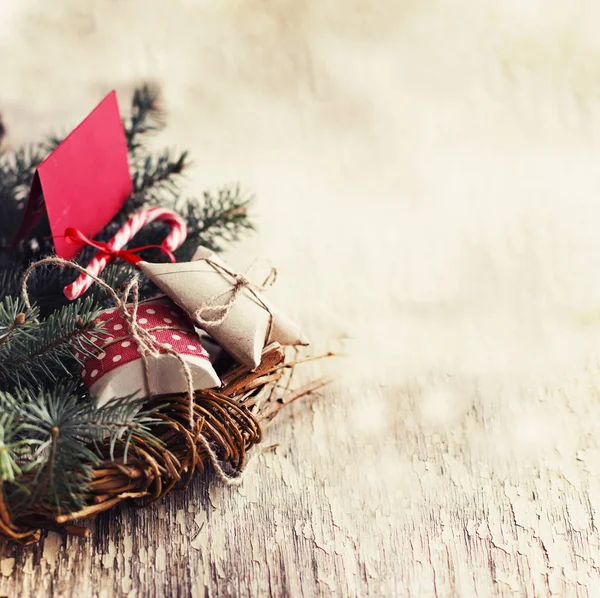 Şablon Vintage Tarzı Renkli Noel Süsleri Closeup Görünümü — Stok fotoğraf