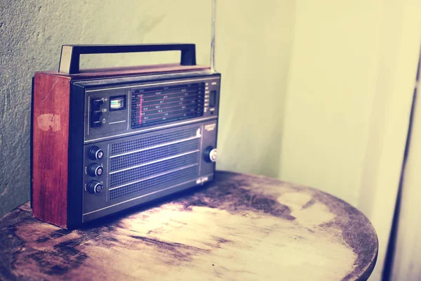 Retro Reproductor Radio Con Botones Antena — Foto de Stock