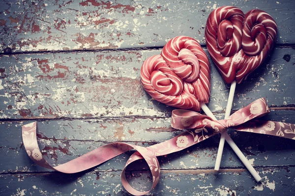Vista Cerca Caramelos Forma Corazón Para Día San Valentín —  Fotos de Stock