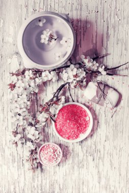 spa gevşemek için renkli tuz üstten görünüm